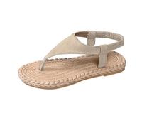 Genérico Sandalias Planas Mujer Verano Cómodas Marrones Verano: Sandalias de Tacón Grueso con En La Parte Superior,Informales,Modernas,Cómodas Y Versátiles. Sandalia Caminar Mujer (Beige,38)