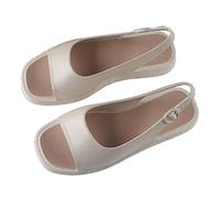 Genérico Sandalias Planas Mujer Verano Pies Anchos Blancas Novedad de Verano,Sandalias para Exteriores,con Punta Cuadrada A La para Mujer,Informales con Sandalia (Beige,40)