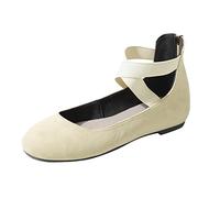 Genérico Sandalias Planas Mujer Verano Pies Anchos Cómodas Singles Elastic Strap Causal Flat For Women Fashion Shoes Sandals Ladies Women'S Sandalias Doradas Tacon Verano Mujer (Beige,42)
