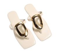 Genérico Sandalias Planas Mujer Verano Pies Anchos Negras Chanclas de Punta Abierta con Cabeza Cuadrada Para Mujer,Uso Exterior,con Clip Para Hacer Autostop,Sandalias Senderismo (White,43)