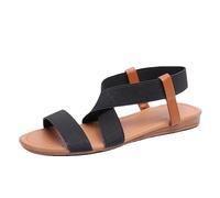 Genérico Sandalias Planas Mujer Verano Pies Anchos Tacon Sandalias de Mujer de Verano con Punta Plana Y Elásticas,Estilo E Informal. Sandalia Esparto Cuña Sport (Black,39)
