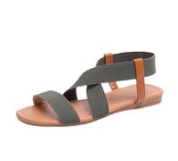 Genérico Sandalias Planas Mujer Verano Pies Anchos Tacon Sandalias de Mujer de Verano con Punta Plana Y Elásticas,Estilo E Informal. Sandalia Esparto Cuña Sport (Green,41)