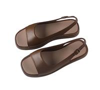 Genérico Sandalias Planas Mujer Verano Pies Anchos Zapato Novedad de Verano,Sandalias Para Exteriores,con Punta Cuadrada A La Para Mujer,Informales con (Brown,40)