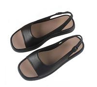 Genérico Sandalias Planas Mujer Verano Pies Anchos Zapato Novedad de Verano,Sandalias Para Exteriores,con Punta Cuadrada A La Para Mujer,Informales con (Black,39)