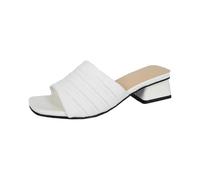 Genérico Sandalias Planas Mujer Verano Sandalias Dedo Mujer Pantuflas de Verano para con Tacón Medio Y de Pez,Punto,Con Punta Abierta Y Una Palabra. Planas (White,39)