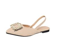 Genérico Sandalias Planas Mujer Verano Sandalias Marrones Baotou Planas Elásticas para Mujer,Informales,Cómodas Y A La,de Verano,con Punta Puntiaguda Y Sandalia Cerrada (White,43)