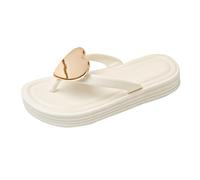 Genérico Sandalias Planas Mujer Verano Sandalias para Playa Pantuflas de Mujer con Diseño de Corazón Melocotón,Nuevas Zapatillas Playa para Exteriores,Pantuflas (White,38)