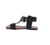 Genérico Sandalias Planas Mujer Verano Zapato Verano Mujer Women'S Sandals Summer Square Toe Flat Roman Sandals Fashionable And Comfortable Outdoor Light Casual Beach Sandalias (Black,37)