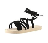 Genérico Sandalias Planas Negras Cómodas Barefoot Mujer Sandalias Gruesas para Mujer con Correa Zapatos de Playa de Planas Sandalia Cómodas Zapatos Verano (Black,37)