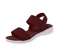 Genérico Sandalias Planas Negras Cómodas Barefoot Mujer Sandalias Romanas de De Pez Plana Transpirable Malla Color Sólido Verano A La Para Mujer Cuña Verano 2026 (Red,40)