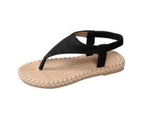Genérico Sandalias Planas Negras Cómodas Barefoot Mujer Verano: Sandalias de Tacón Grueso con En La Parte Superior,Informales,Modernas,Cómodas Y Versátiles. Cuñas Negras Mujer (Black,36)