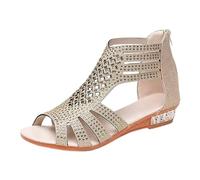 Genérico Sandalias Planas Negras Cómodas Barefoot Mujer Zip Fashion Women'S Outdoor Sandalias de Fuera Zapatos Arriba Ladies Hollow Femeninas Sandalia Esparto Mujer Cuña Sport (Beige,41)