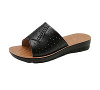 Genérico Sandalias Planas Negras Comodas de Mujer Verano Thick Bottom Slope And Fashion Outside Wearing Open Toed Square Head Cold Drags Women'S Shoes Korean Sandalias Para Playa Mujer (Black,36)