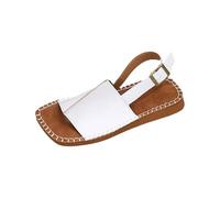 Genérico Sandalias Planas Negras Cómodas Para Playa Mujer Sandalias Gruesas de Verano Para Mujer,Con Hebilla Grande,de Pez,Punta Abierta,Playa Confort Planas (White,39)