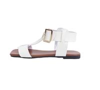 Genérico Sandalias Planas Negras Pies Anchos Cómodas Mujer Women'S Sandals Summer Square Toe Flat Roman Sandals Fashionable And Comfortable Outdoor Light Casual Sandalia Mujer 43 (White,40)
