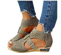 Genérico Sandalias Planas Negras Pies Anchos Dedo Mujer Damas Fuera Zapatos Sandarios Outdoor Hollow Up Mujeres Fashion Zip Sandalias Femeninas Elegantes Mujer Zapatos de Verano (Gold,38)