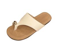 Genérico Sandalias Planas Negras Pies Anchos Mujer Cómodas Women'S New Flat Bottom Beach Set Toe Sandals Slippers Summer Outside The Fashionable Leisure And Sandalias Fascitis Plantar (White,36)
