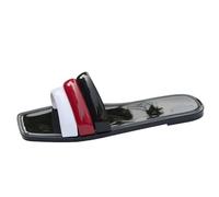 Genérico Sandalias Planas Negras Pies Anchos Playa Mujer Women'S Summer Sandals Flat Square Head Comfortable And Lightweight Outdoor Wear Beach Vacation Large Size Sandalias Minimalistas (Black,37)