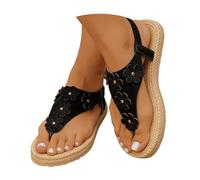 Genérico Sandalias Planas Negras Sandalias Mujer Tacon Women's Round Head Thick Bottom Hollow out Wear Clip Toe Thick Bottom Slope Heel Slippers Sandalia Cómodas Mujer Esparto (Black,38)