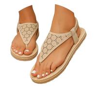 Genérico Sandalias Planas Negras Sandalias Playa Mujer de Paja de Verano con Tiras Huecas para Mujer Sandalia Esparto Cuña Sport (Light Yellow,41)