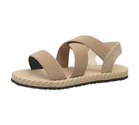 Genérico - Sandalias planas para mujer romana, suela flexible, cruzada, primavera, talla grande, beige, 38 EU