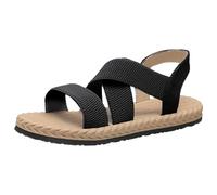 Genérico - Sandalias planas para mujer romana, suela flexible, cruzada, primavera, talla grande, Le Noir, 42 EU