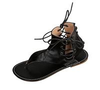 Genérico - Sandalias planas para mujer, verano, piel, para mujer, punta abierta, comodidad, antideslizante, con cordones, sandalias romanas, chanclas Flip-Flops de playa, zapatillas de piscina, playa