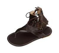 Genérico - Sandalias planas para mujer, verano, piel, para mujer, punta abierta, comodidad, antideslizante, con cordones, sandalias romanas, chanclas Flip-Flops de playa, zapatillas de piscina, playa
