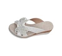 Genérico Sandalias Plataforma Mujer Comodas Ortopedicas Zapatillas de Verano Para Mujer,Nuevas,Tejidas,Romanas,Informales,con Gruesa Y Cinturón de Una Palabra,con Punta Sandalias (White,40)