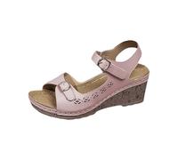 Genérico Sandalias Plataforma Mujer Comodas Zapato Verano Sandalias de Verano Para Mujer,con de Pez,Gruesa,Hebilla Lateral,Tiras Una Palabra,Tacón Cerradas Por Delante (Pink,38)