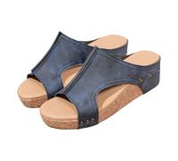 Genérico Sandalias Plataforma Mujer Cómodas Zapatos Verano Sandalias de Cuña para Mujer 2025,de Cuña con para,Cómodas Alpargatas con Hebilla Y Punta (Blue,40)