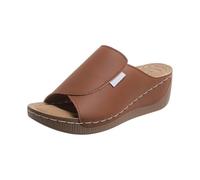 Genérico Sandalias Plataforma Mujer Pies Anchos para Playa Pantuflas Informales de Un Solo Pie con,Tacón Bajo,Estilo,Ligeras,con Gruesa Y Punta Abierta para Cuñas Negras Mujer (Khaki,43)