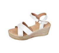 Genérico Sandalias Plataforma Mujer Pies Anchos Verano Cuña Sandalias de Verano para Mujer Con Una Hebilla,Punta Abierta,Gruesa Y Tacón Bajo de Esparto Playa (White,40)
