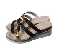 Genérico Sandalias Plataforma Mujer Sandalias Comodas de Cuña Para Mujer,Informales,con Punta Abierta,Gruesas,Cómodas Y Sin Cordones Ortopedicas Chanclas Verano (Black,36)