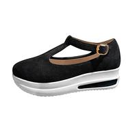 Genérico Sandalias Plataforma Mujer Sandalias Comodas Mujer Slope Heel Platform Casual Cómodo Color Tower Buckle Zapatos con Hebillas Zapatos Cuña (Black,41)
