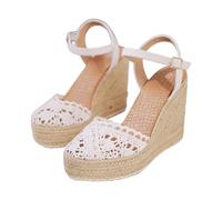 Genérico Sandalias Plataforma Mujer Verano Pies Anchos Cuña Sandalias Planas con Hebilla Y Abertura Lateral para Mujer,Informales,Tejidas,de Verano,A La Sandalia Deportiva Zapatos (White,36)