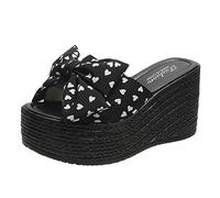 Genérico Sandalias Plataforma Mujer Verano Zapatos Comodos Verano Amor Tela Cuña Playa Sandalias Y Zapatillas Cerradas por Delante (Black,38)