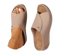 Genérico Sandalias Plataforma Mujer Zapatos Mujer Verano Sandalias de Playa de Talla Grande para Con Tacón Inclinado Y Abertura En La Punta,Estilo Pez,Sandalia Ortopedica (Light Yellow,39)