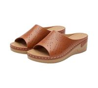 Genérico Sandalias Playa Mujer Chancla con Puntera Abierta,Cómodas,Con,Estilo Casual de Verano,con Aberturas para el Ocio Diario (Marrón, 41)