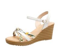 Genérico Sandalias Playa Mujer Pies Anchos Zapatos Verano Sandalias de Verano para Mujer con Tacón de Cuña Y Puntera con Personalidad Hebilla Y Pez (White,40)