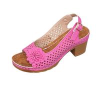 Genérico Sandalias Playa Mujer-Sandalias de cuña para mujer con diseño floral hueco y punta abierta para un calzado casual cómodo y elegante