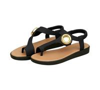 Genérico Sandalias Playa Mujer Zapatos Mujer Ancho Especial Sandalias de Dedo para con Botón Metálico,Gruesa,de Verano Informales para Caminar Y Viajar Al Aire (Black,38)