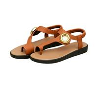 Genérico Sandalias Playa Mujer Zapatos Mujer Ancho Especial Sandalias de Dedo para con Botón Metálico,Gruesa,de Verano Informales para Caminar Y Viajar Al Aire (Brown,39)
