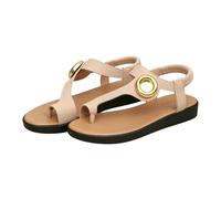 Genérico Sandalias Playa Mujer Zapatos Mujer Ancho Especial Sandalias de Dedo para con Botón Metálico,Gruesa,de Verano Informales para Caminar Y Viajar Al Aire (Beige,36)