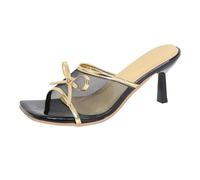 Genérico Sandalias Tacon Bajo Anchas Comodas Mujer Verano Sandalias de Malla con,Tacones Altos de Una Sola Línea,Versátiles para Usar,Tacón Alto Cómodas (Gold,41)