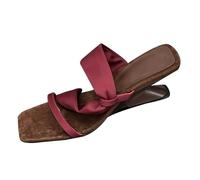 Genérico Sandalias Tacon Bajo Anchas Mujer Verano Comodas Sandalias de Cuña Retro con Punta Cuadrada Y Tacón Abierto Fascitis Plantar Mujer Verano (Red,37)