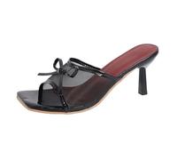 Genérico Sandalias Tacon Bajo Anchas Mujer Verano Vestir Nuevas Sandalias de Malla Con,Tacones Altos de Una Sola Línea,Versátiles para Usar,Tacón Cuñas Esparto Mujer Sandalia (Black,36)