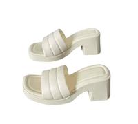 Genérico Sandalias Tacon Bajo Anchas Sandalias Negras Mujer Casuales de Playa con de Cuero para Mujer. Sandalia Comodas Talla 42 (B,38)