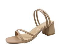 Genérico Sandalias Tacon Bajo Pies Anchos Confort Mujer Sandalia de Punta Abierta con Tacón Grueso Y Tacón de Verano para Mujer con Cabeza Cuadrada Sandalias Cuña Verano Rojas (Red,40)