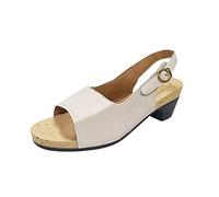 Genérico Sandalias Tacon Mujer Anchas Sandalias Blancas Zapatos Altos Sandles Singles For Women Shoes Fashion Ladies Heels Sandals Femeninas Sandalia Doradas Mujer Zapatos de (Beige,42)